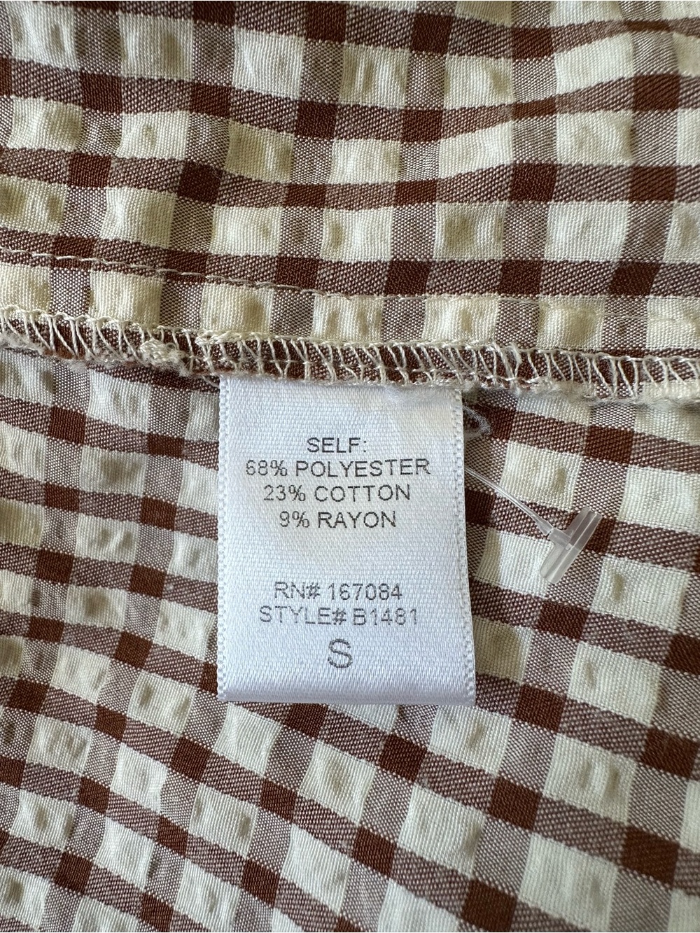 Tuckernuck Pomander Place Brown and Cream Gingham Seersucker Maxi Shirt Dress S - Picture 8 of 12